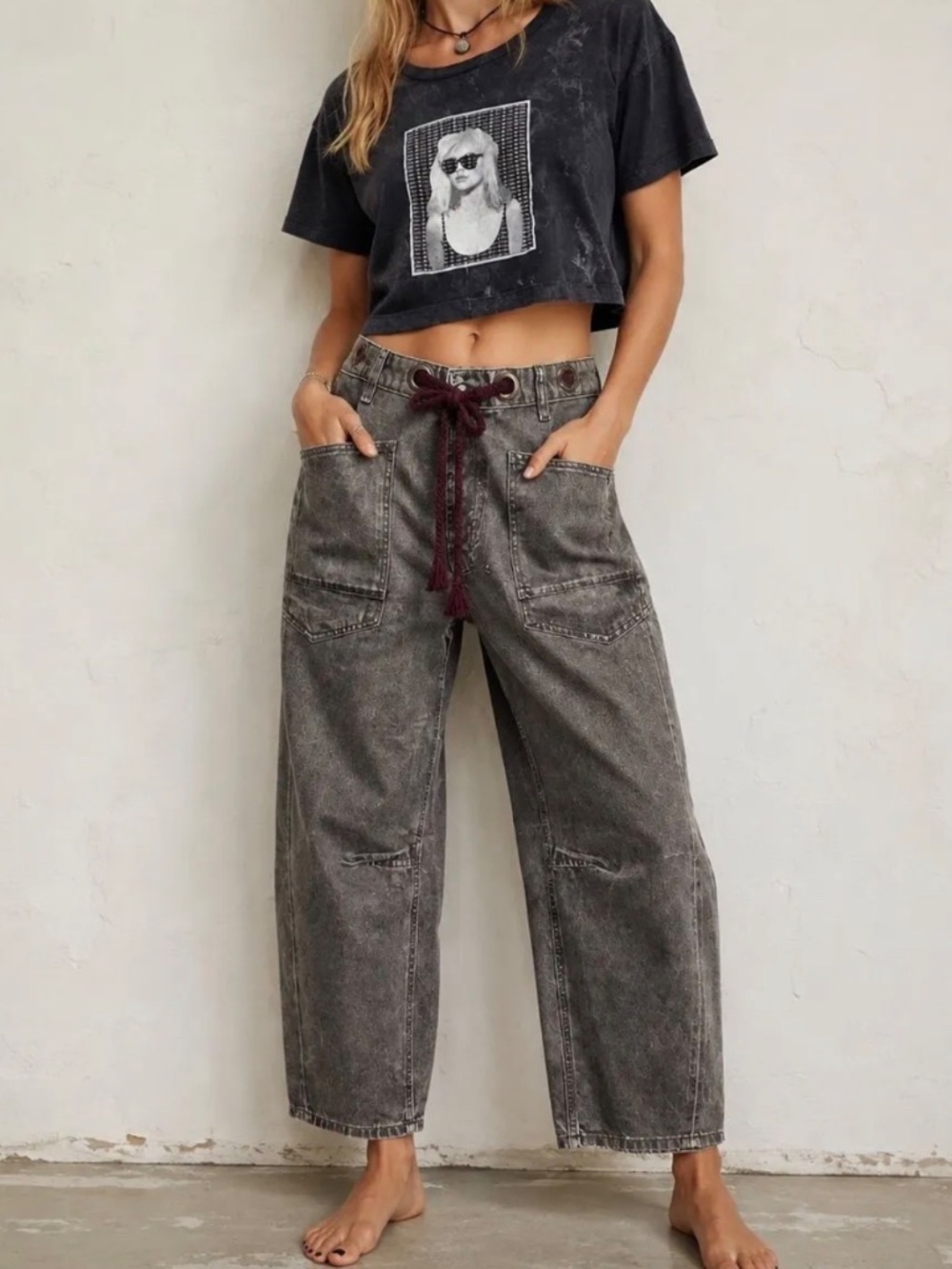 Free People Limited Edition Factory Sample Moxie Coated Barrel Jeans, Size 31